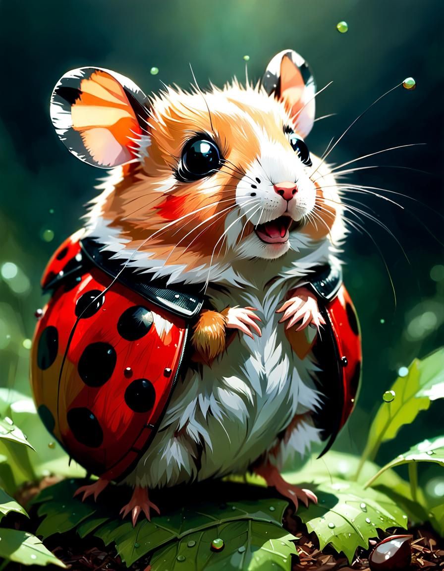 Hamster Ladybug: Digital Painting Concept Art