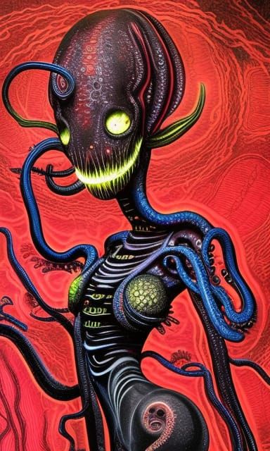 Alien Queen: Dark Sci-Fi Ink Concept Art