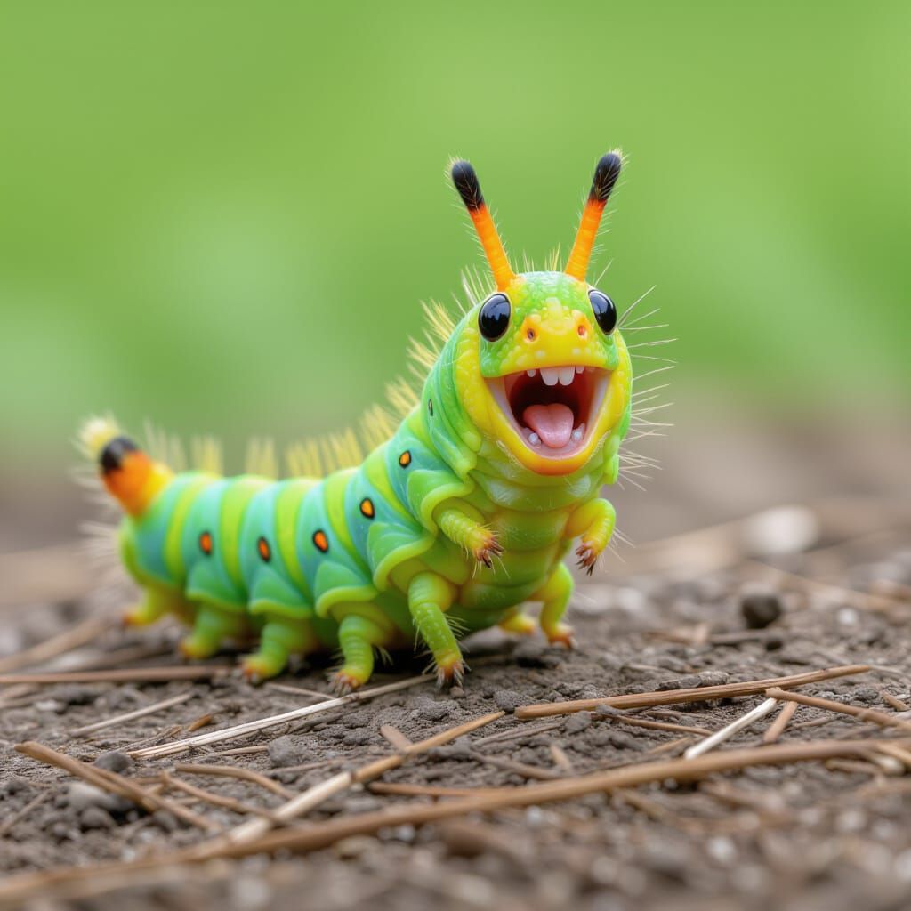 Excited Caterpillar Generated by AI