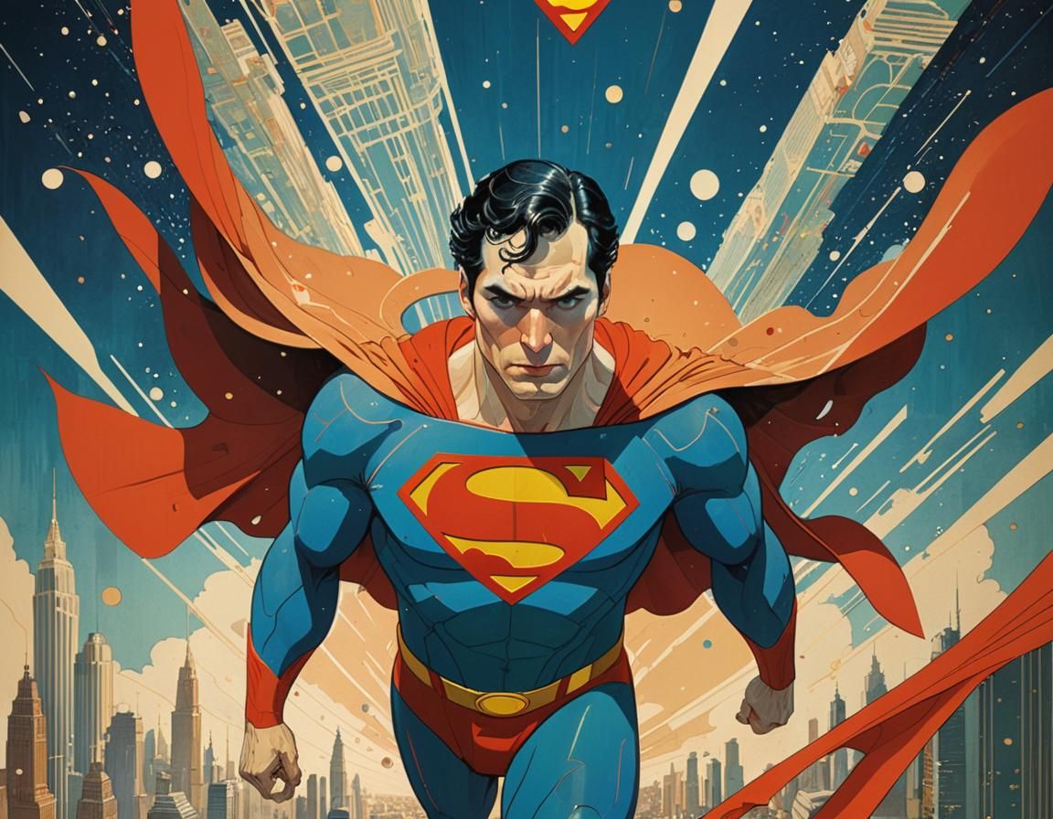 Superman Film Poster in Comic Book Style