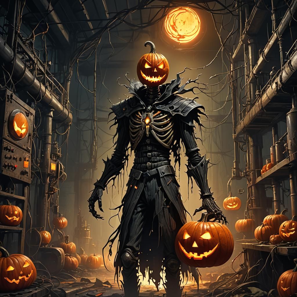 The Pumpkin King in Industrial Fantasy Style