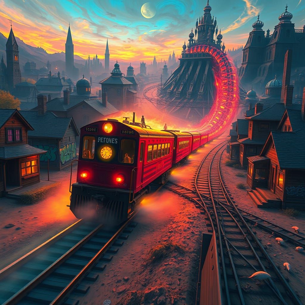 Surreal Train Speeds Through a Psychedelic Dreamscape with G...