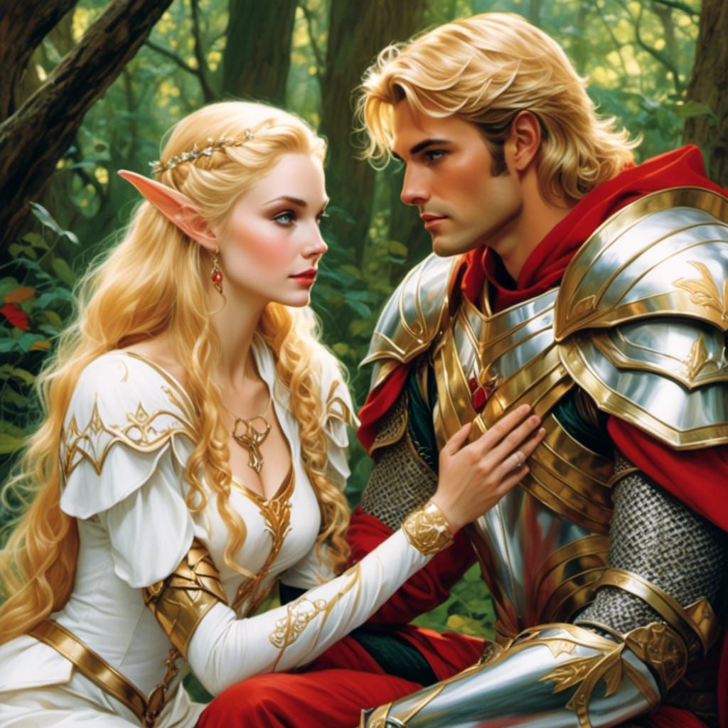 Elf Portrait with Good and Bad Consciences