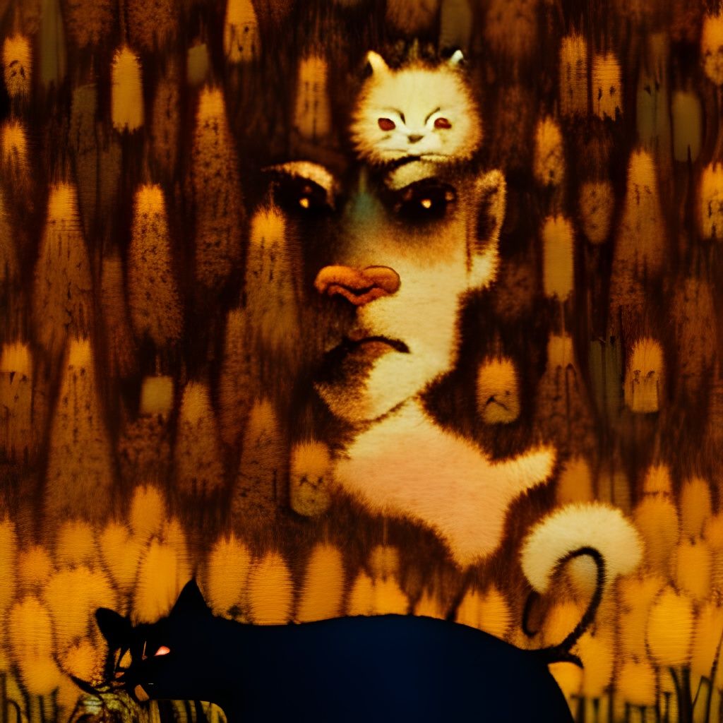 Cat and Kitten Collage in Saturated Colors