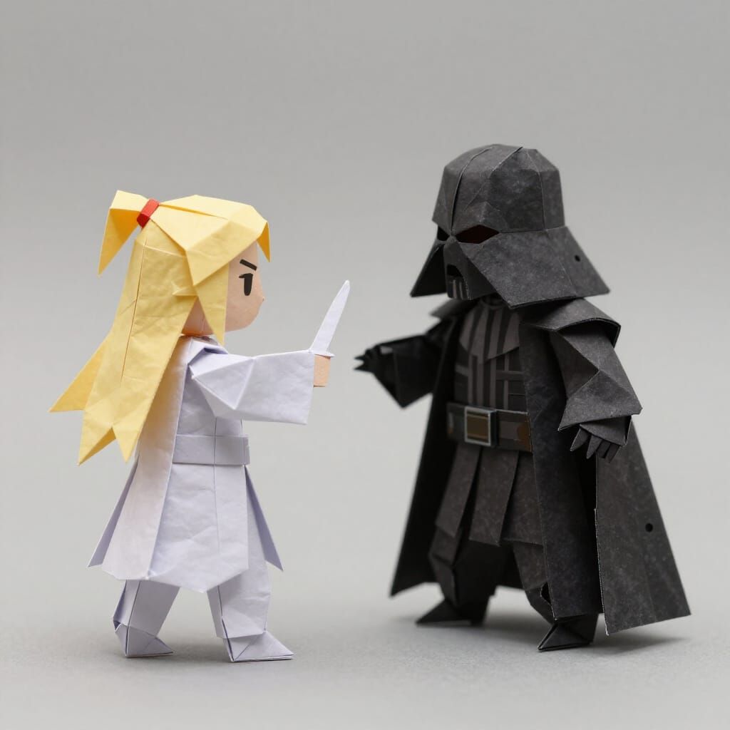 Jedi vs Sith in Origami Papercraft Style