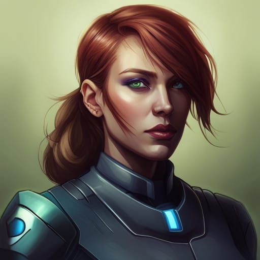 Female Mechwarrior Portrait in Hyperdetailed Style