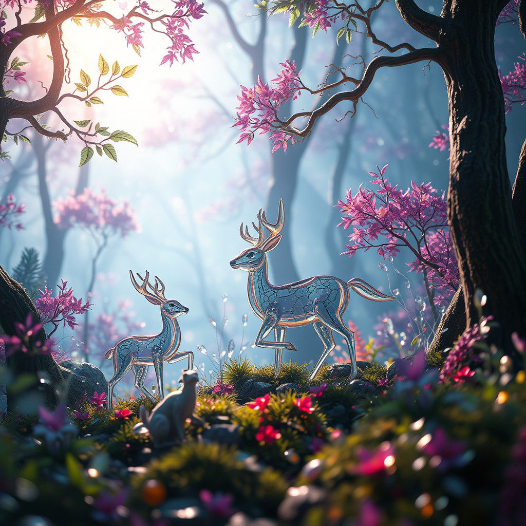 Enchanted Glass Forest Dreamscape in 8K