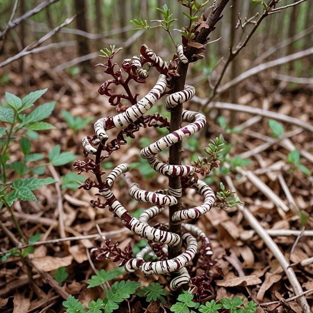Intricate Corkscrew Plant with Maroon Stripes