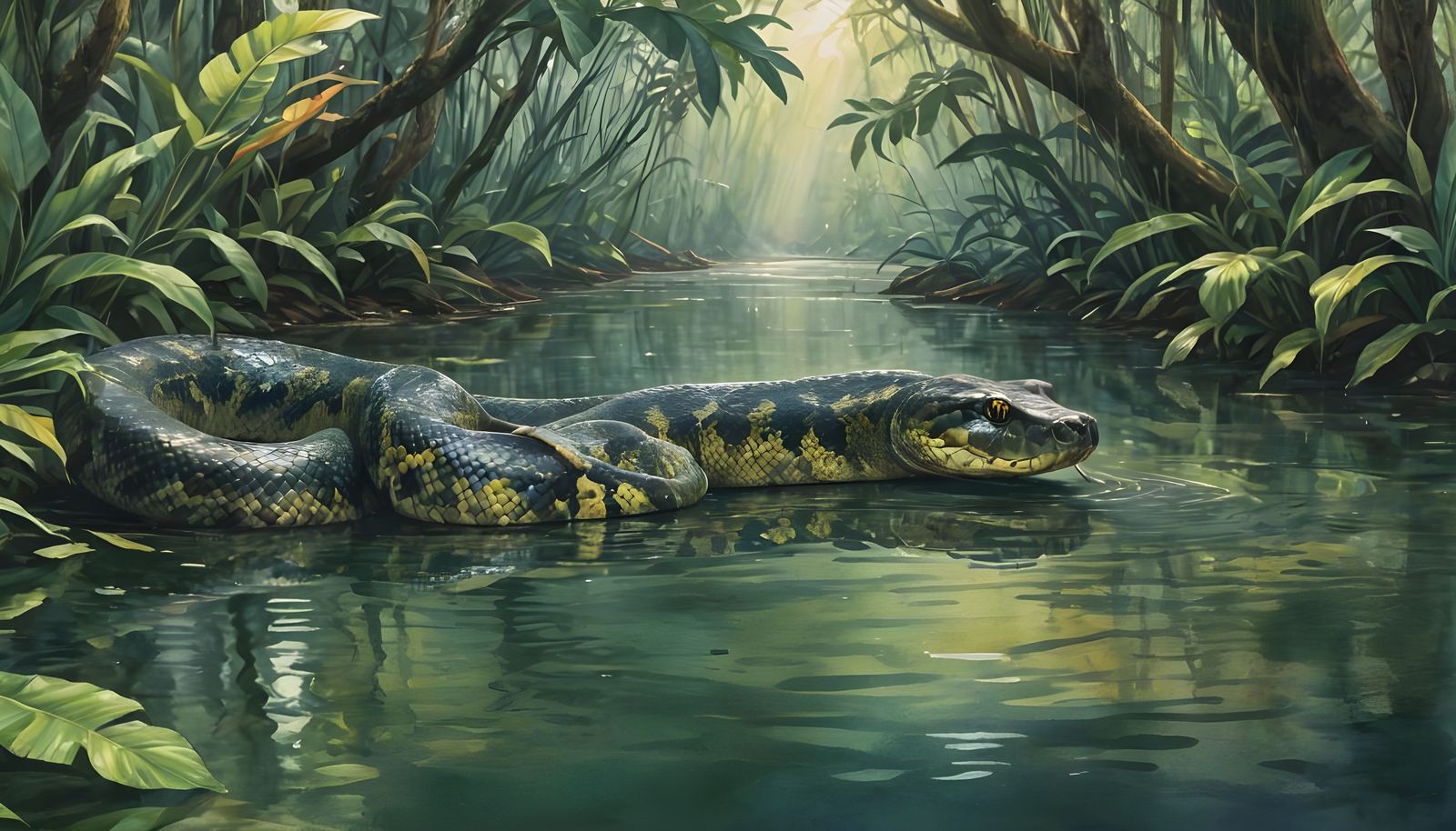 Anaconda in the Amazon River