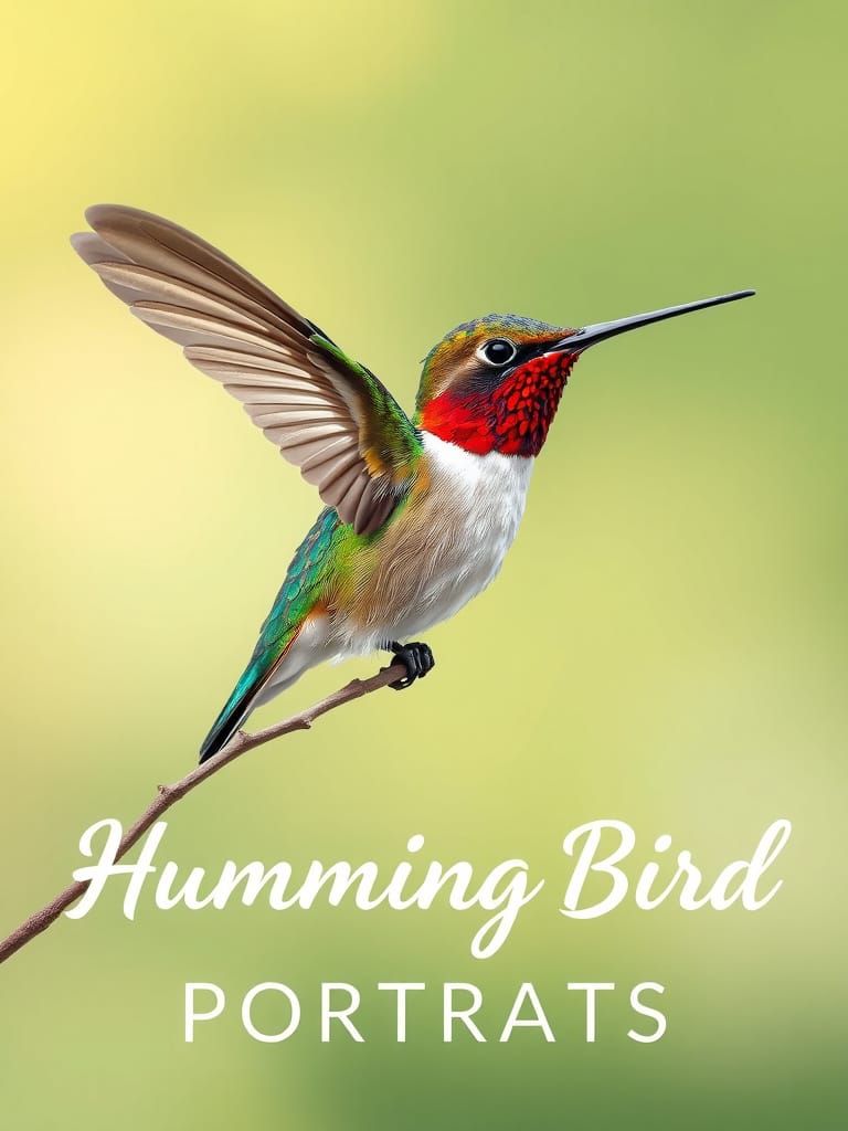 Hummingbird Portraits in Watercolor Style