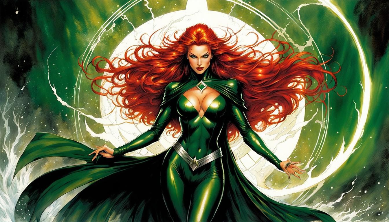 Jean Grey of X-Men in Anime Comic Art