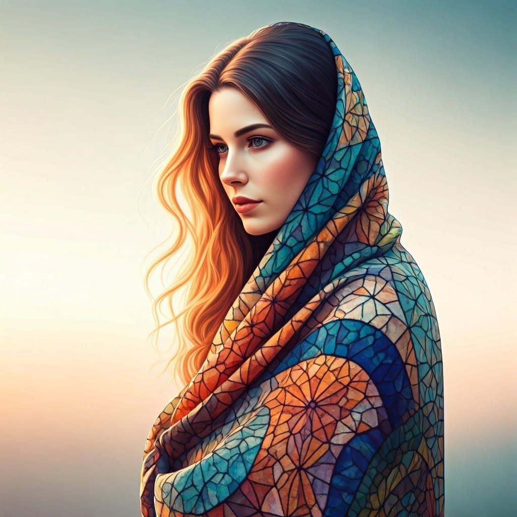 Woman in Stained Glass Dreamscapes