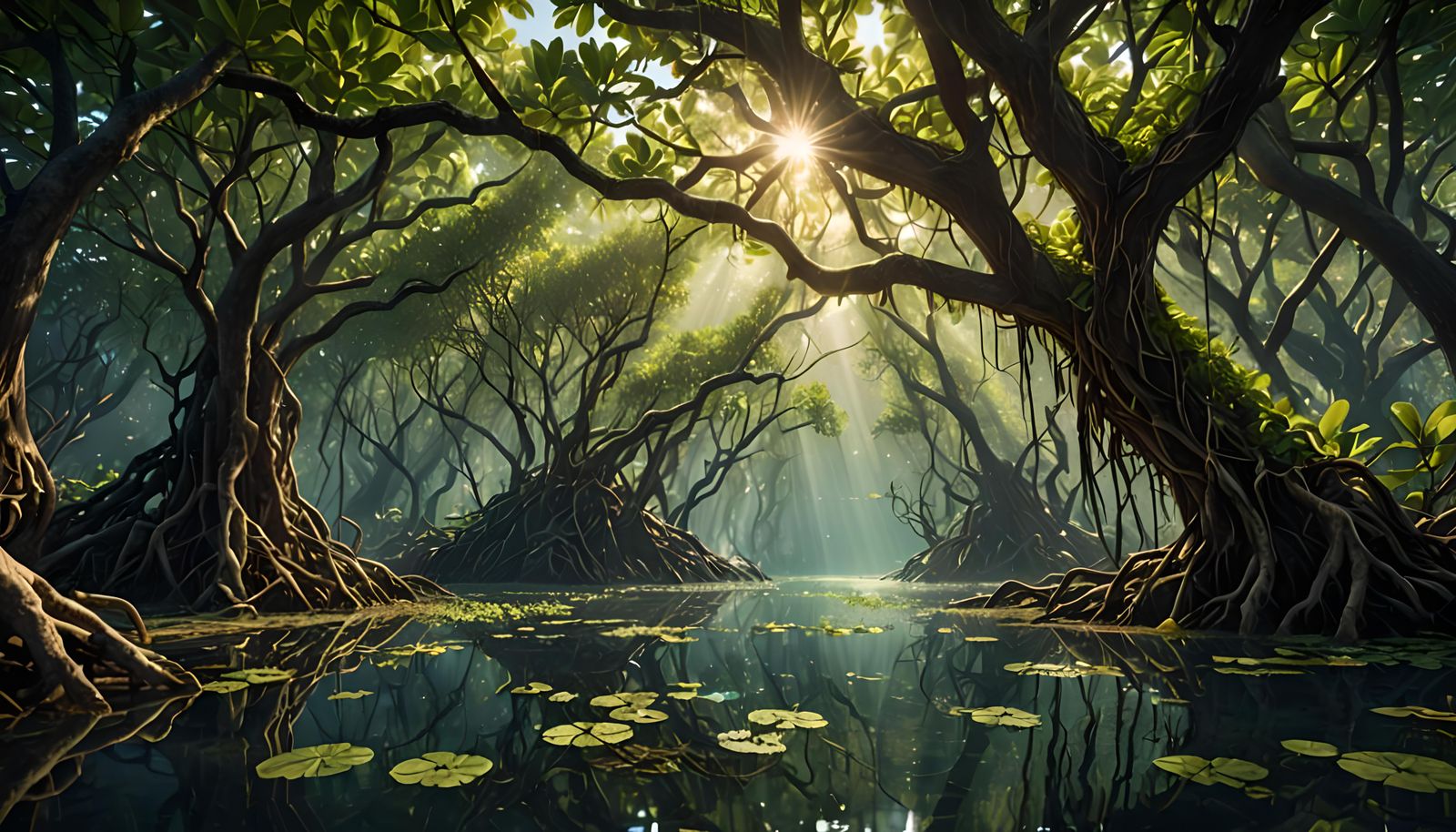Underwater Mangrove Forest: Detailed 4K Digital Painting