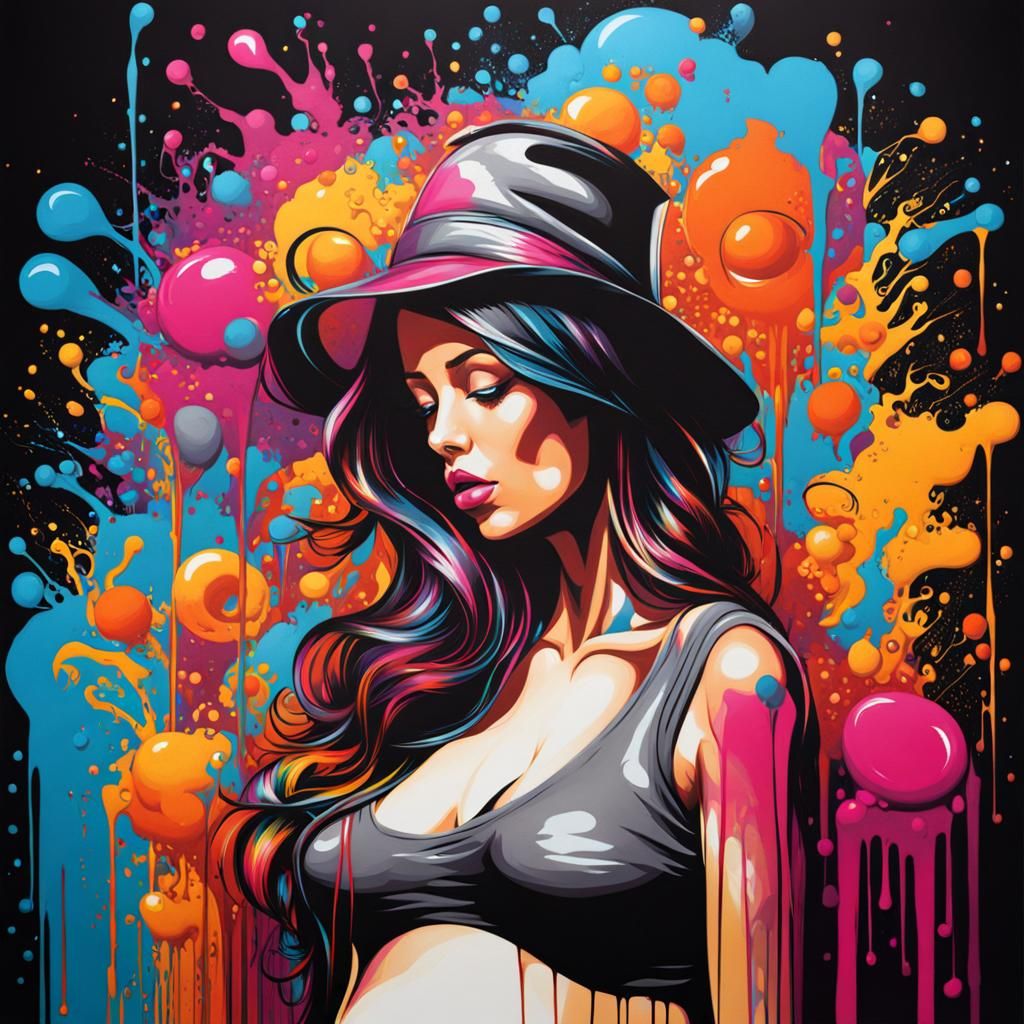 Pregnant Woman in Graffiti Splash Art Style