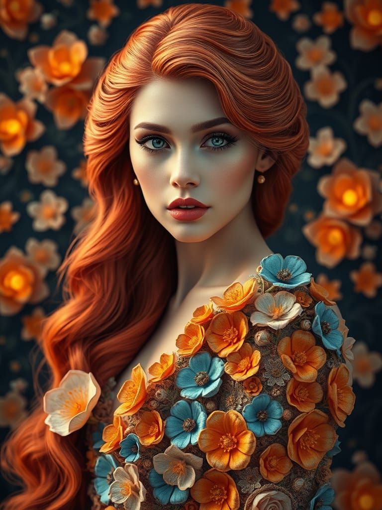 Enchanted Floral Beauty in Mystical Attire