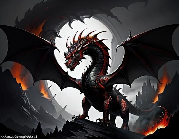 Dramatic Dragon in Fantasy Art Style