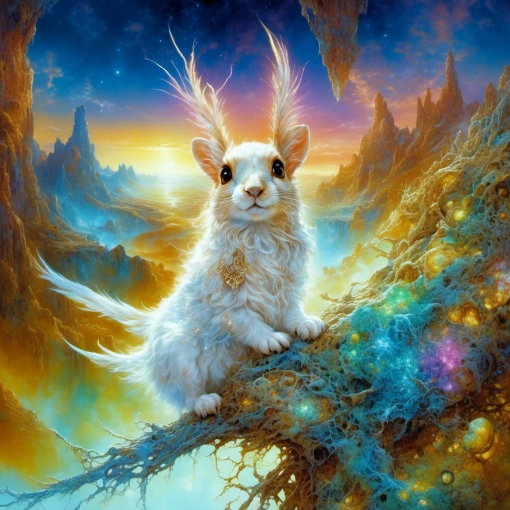 Mystic Creature on Alien Planet in Surreal Style