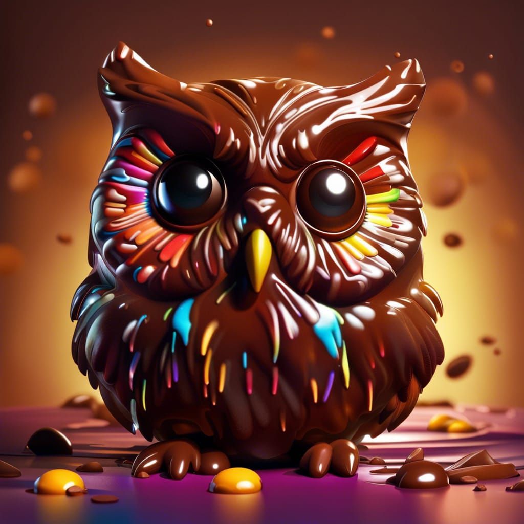 Rainbow chocolate owl