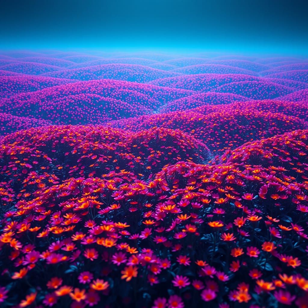 Endless Field of Digital Code Flowers