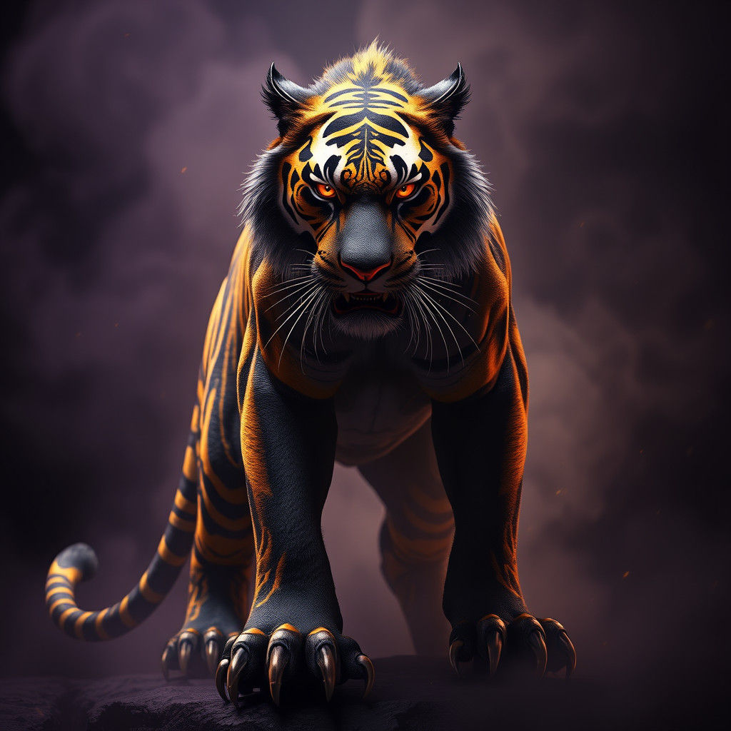 Golden Eyed Tiger in Fantasy Art Style