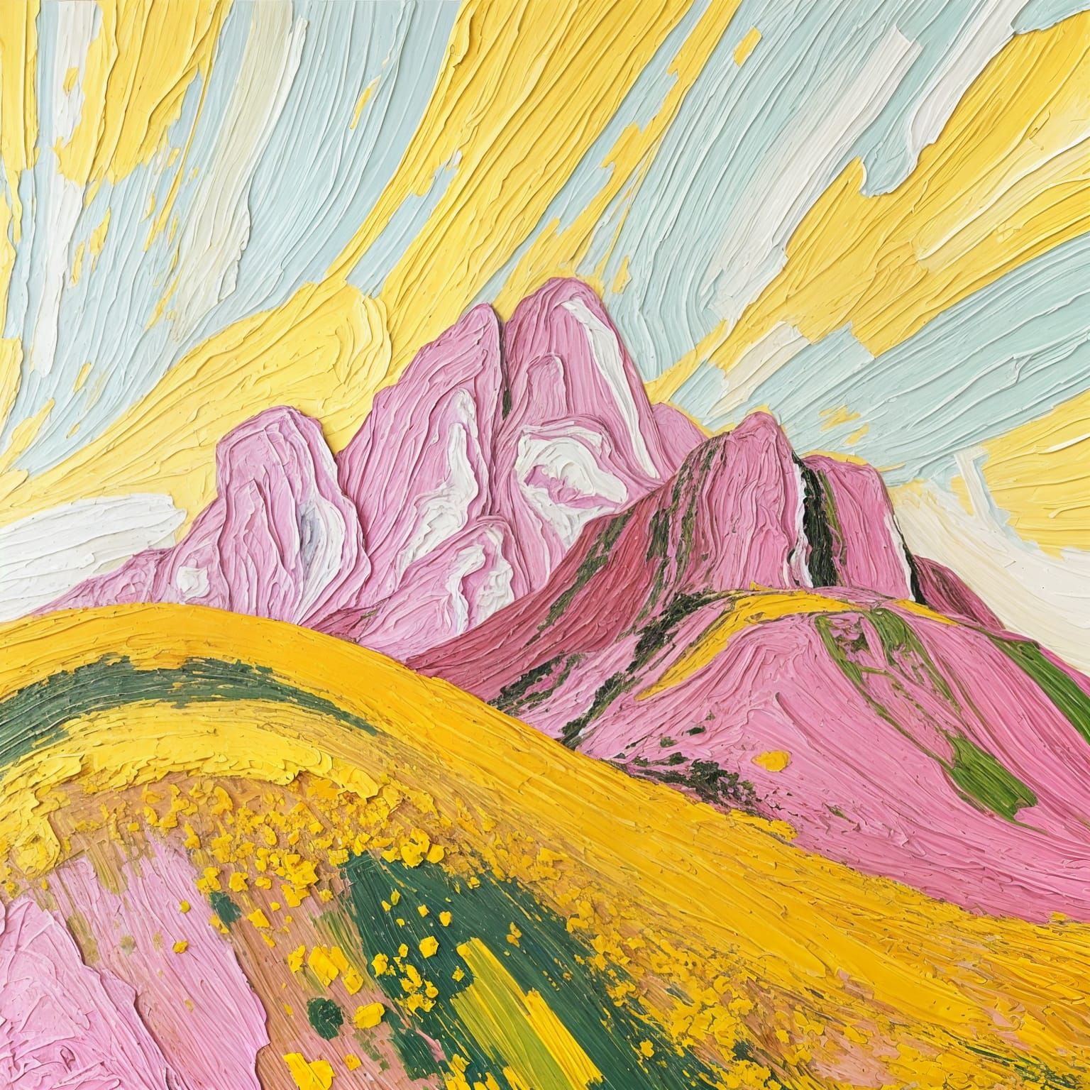 Vibrant Impasto Landscape in Warm Hues