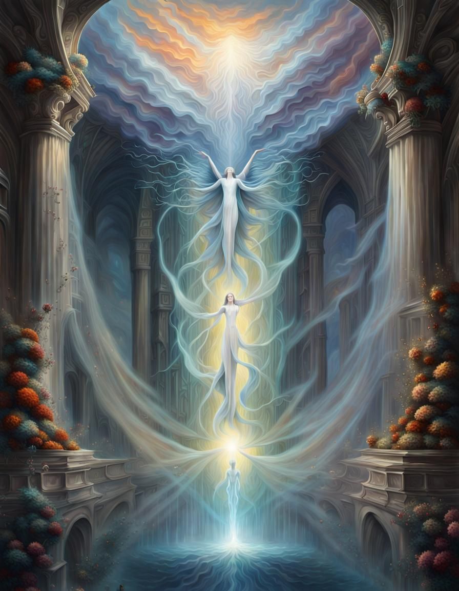 Explore the realm beyond the mortal veil, where souls transcend, the ethereal essence of life after death...