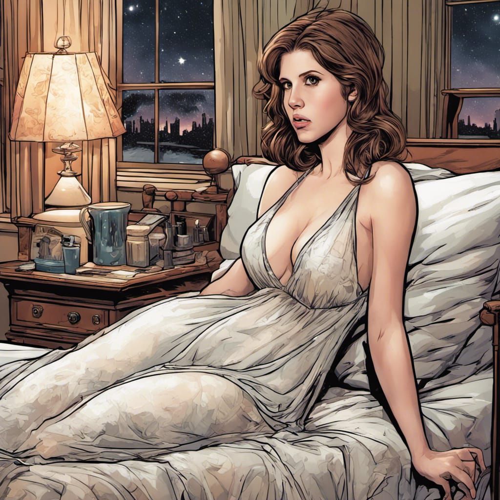 Woman in Nightgown: Comic Book Art Style