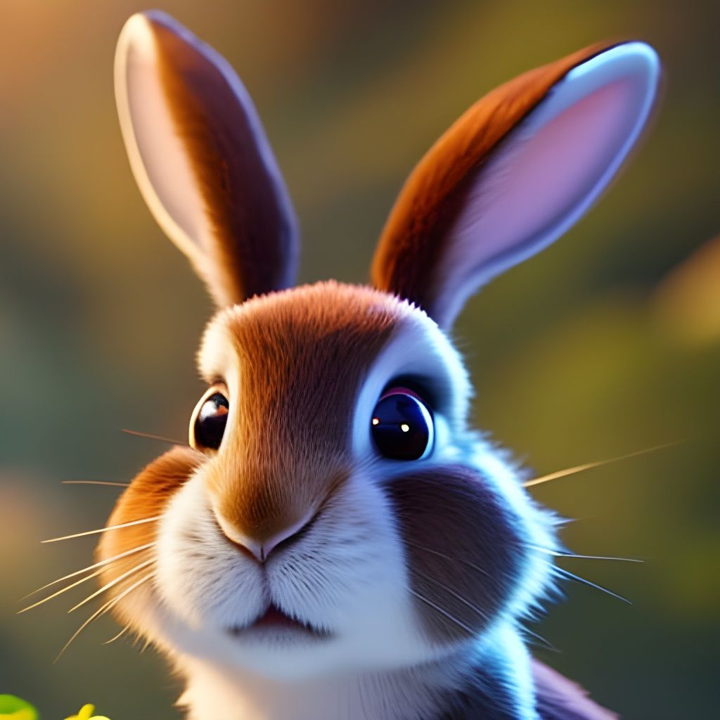 Adorable Laughing Rabbit Close-up: 3D Render