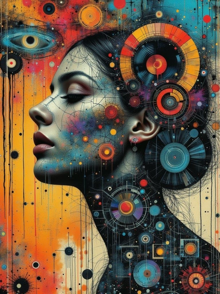 Colorful Gothic Woman in Surreal Abstract Style