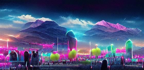 Futuristic Neon Festival in Synthwave Style