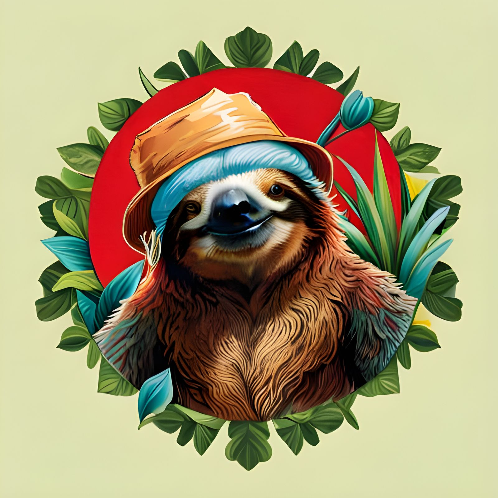 Happy Sloth Portrait in Detailed Digital Art
