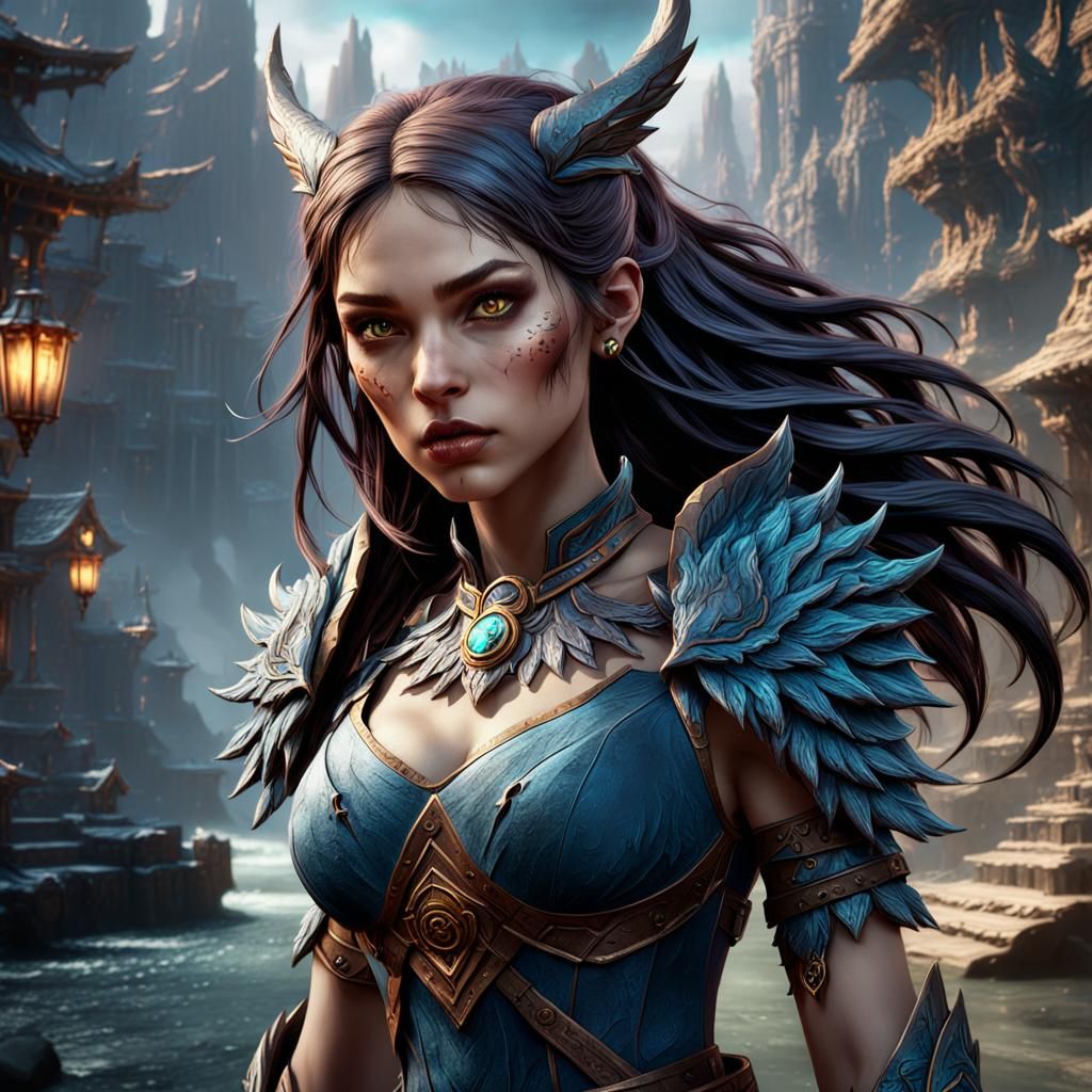 Fantastical Wolf Girl in Detailed Matte Painting