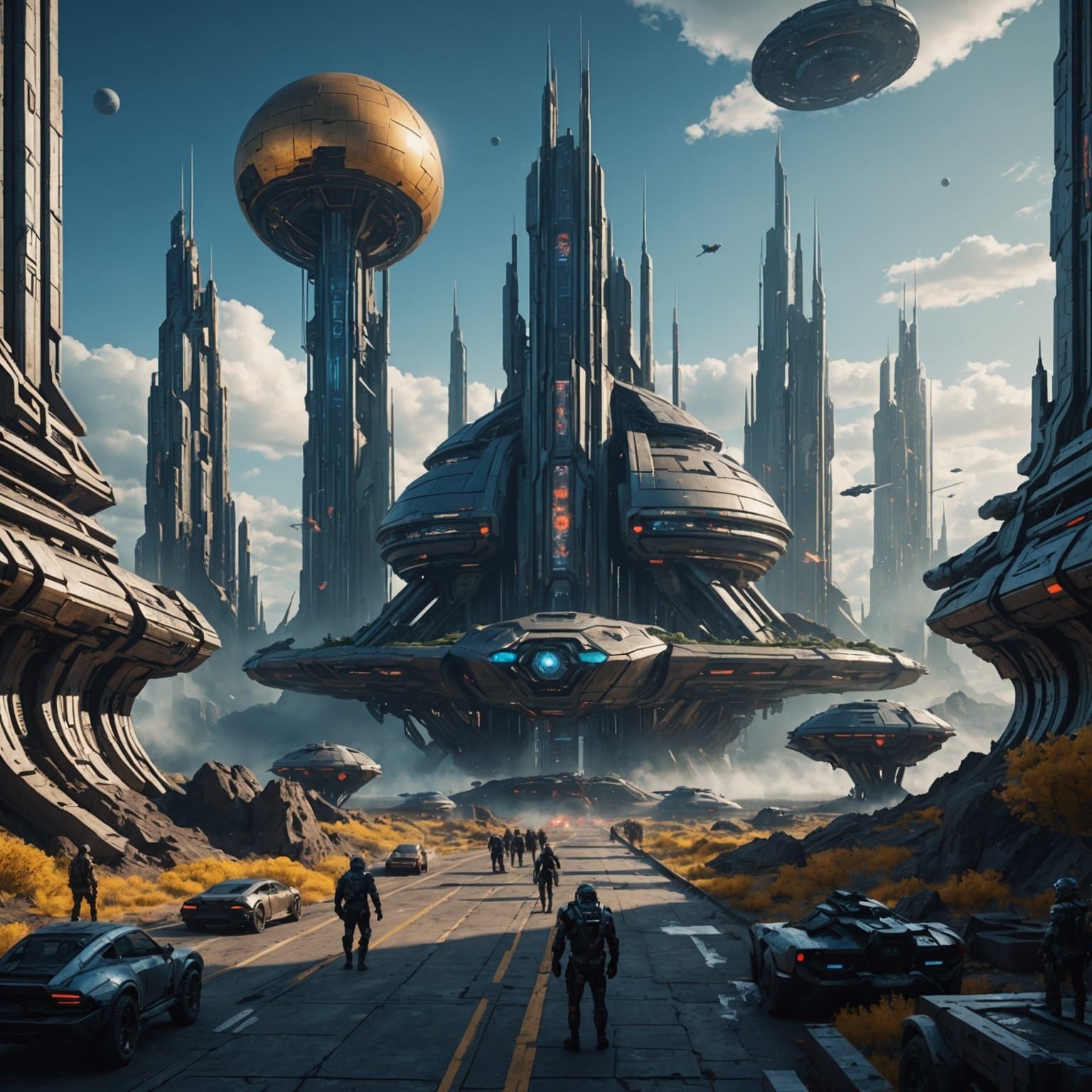 Futuristic Wars Detailed Matte Painting