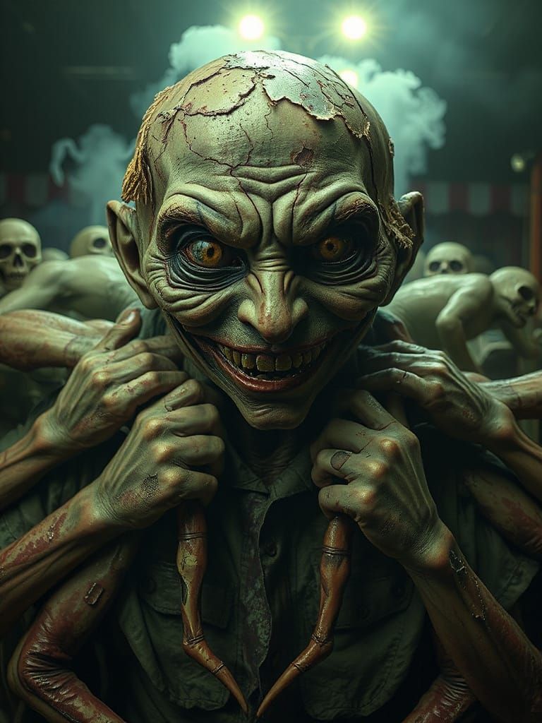 Surreal Horror Scene in a Haunted Carnival