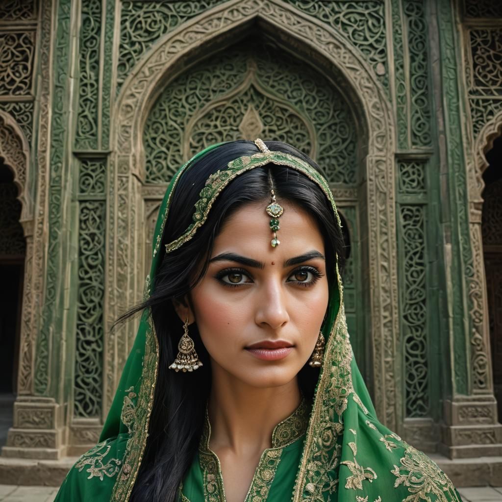 Beautiful Pakistani Woman in Traditional Dress Portrait