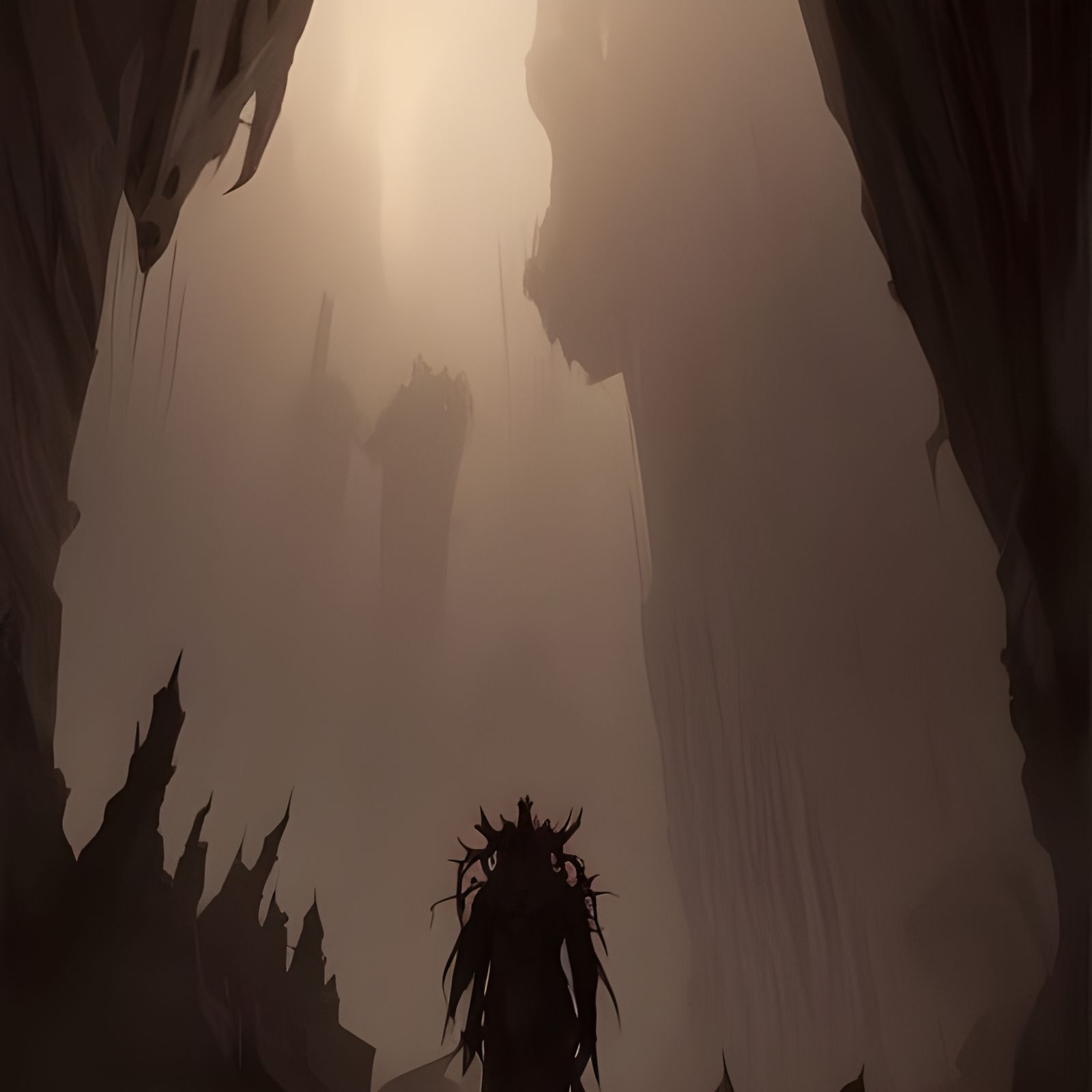Sinister Cave Demons in Dark Fantasy Style