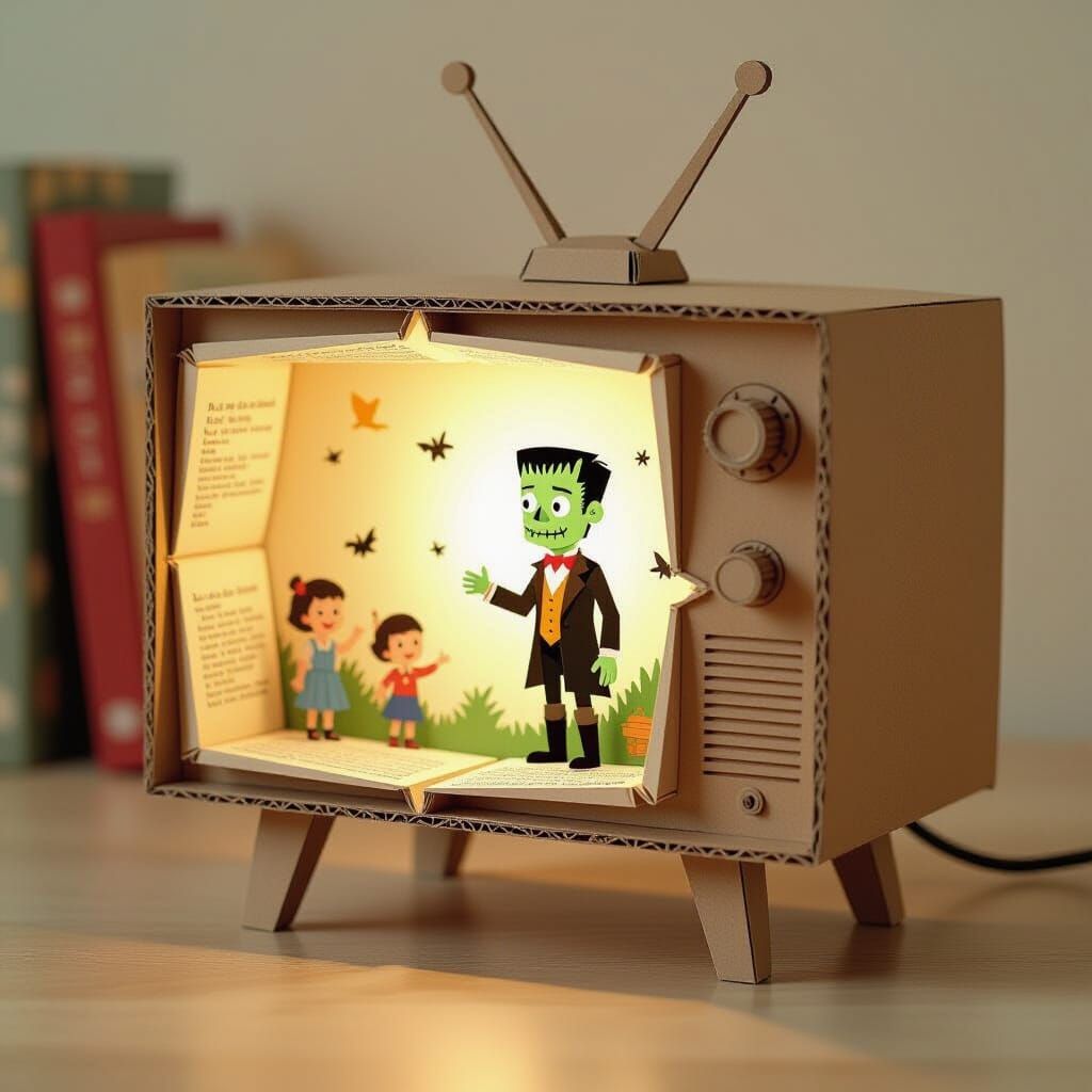 Cardboard TV Projects Frankenstein Pop-Up Book Scenes