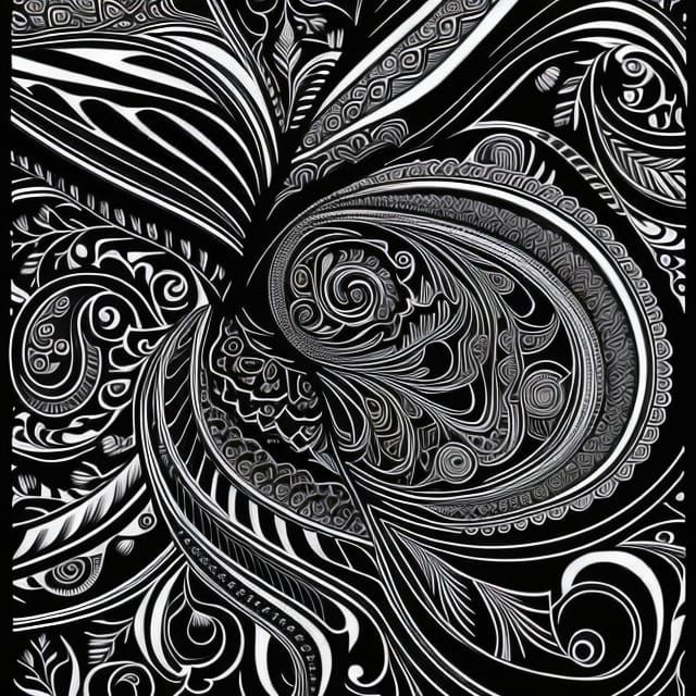 Detailed Line Art with Paisley and Swirls