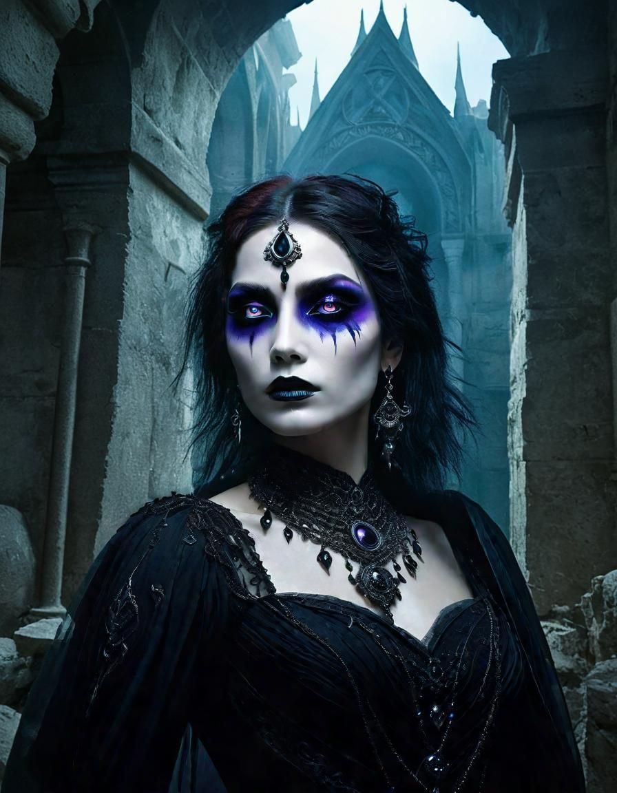 Haunting Gothic Sorceress in Dark Fantasy Art