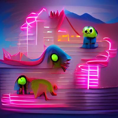 Bioluminescent Jellyfish in a Deep Sea