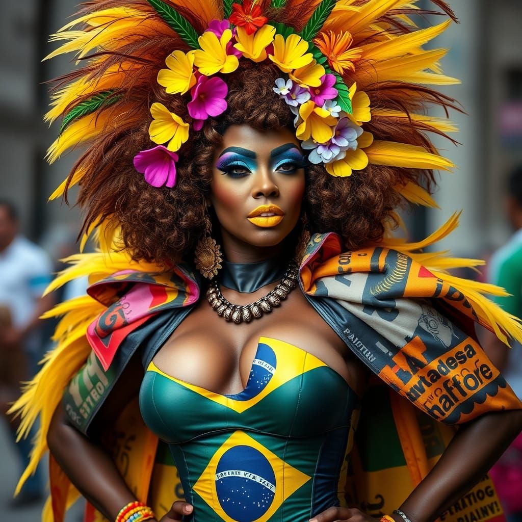 Bonita Barricada: Vibrant Carnival Queen in Pop Art Style