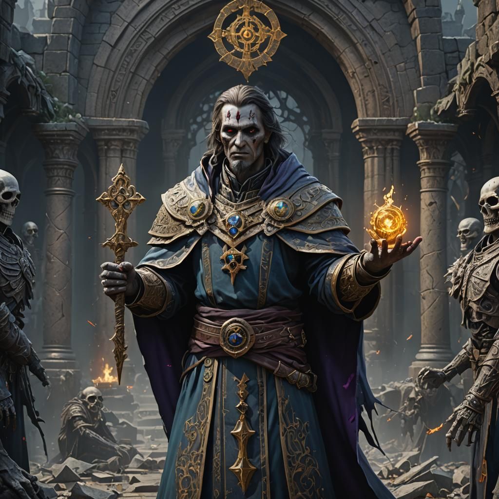 Cleric of Selune Turns Undead in Fantasy Art