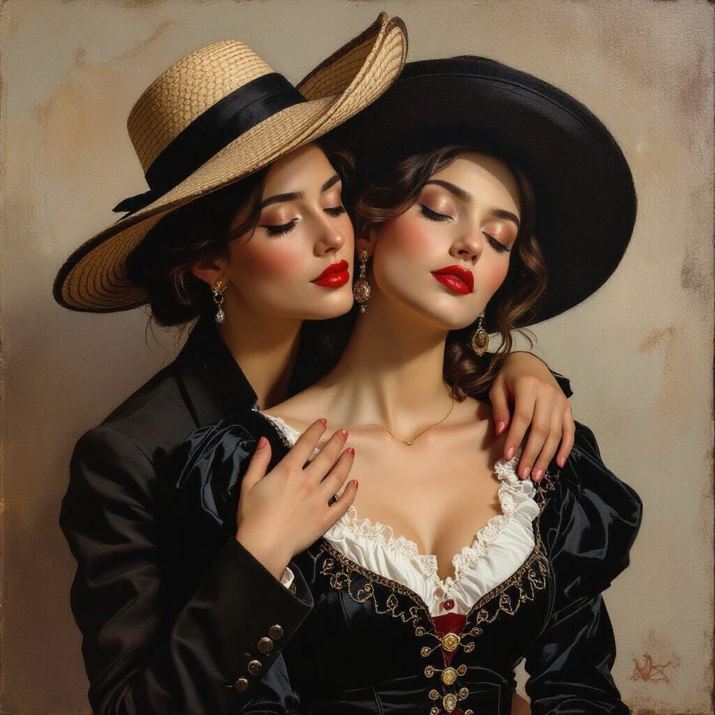 Women in Cordoban Dress: Spanish Painting Style