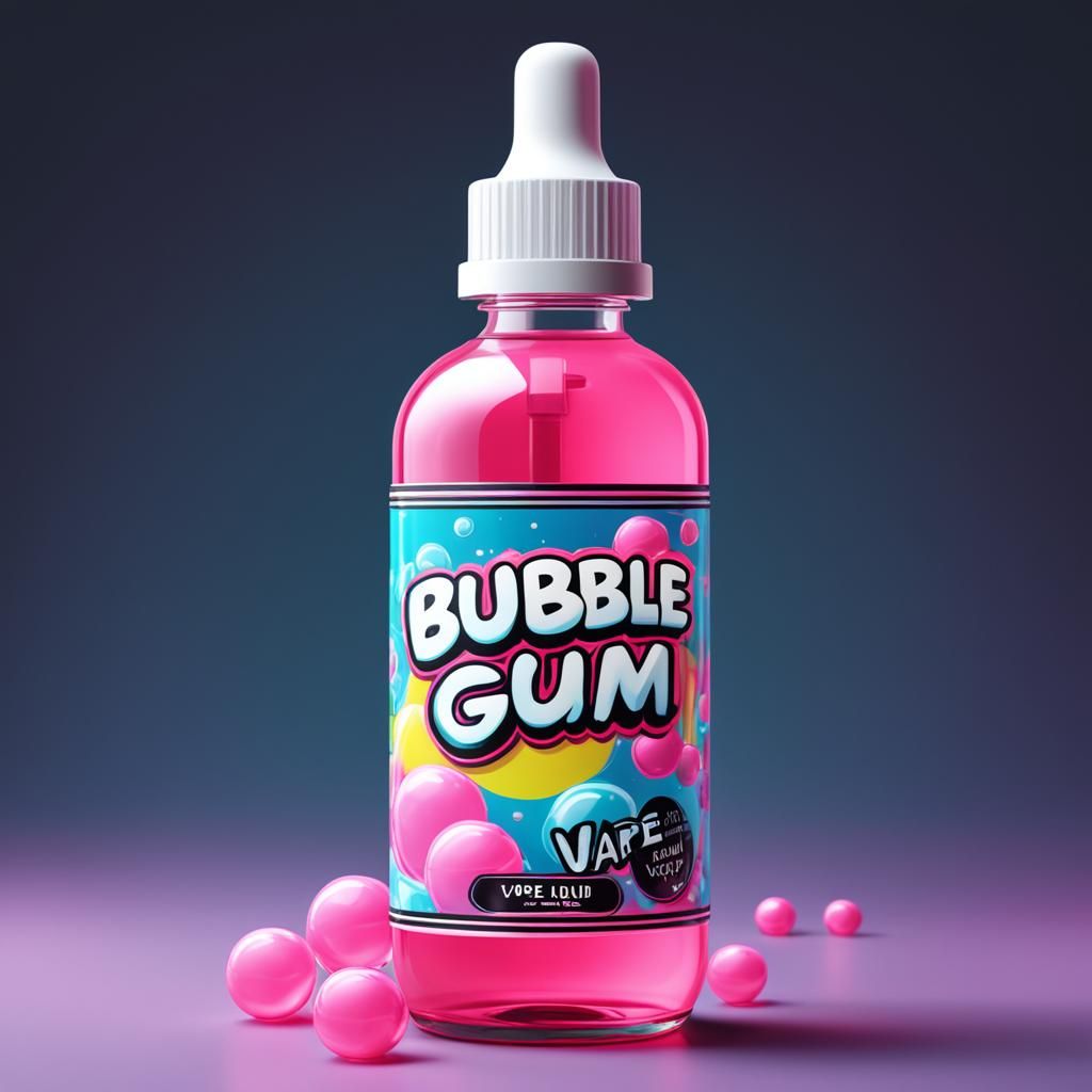 Neon E-Juice Bottle with Bubble Gum Label