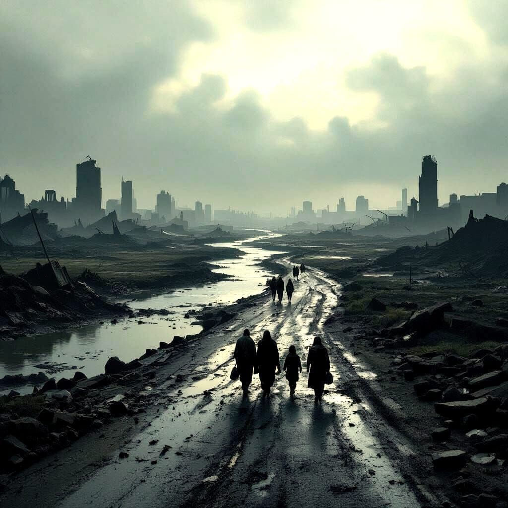 Epic War-Torn City Landscape in Hyperrealistic Style