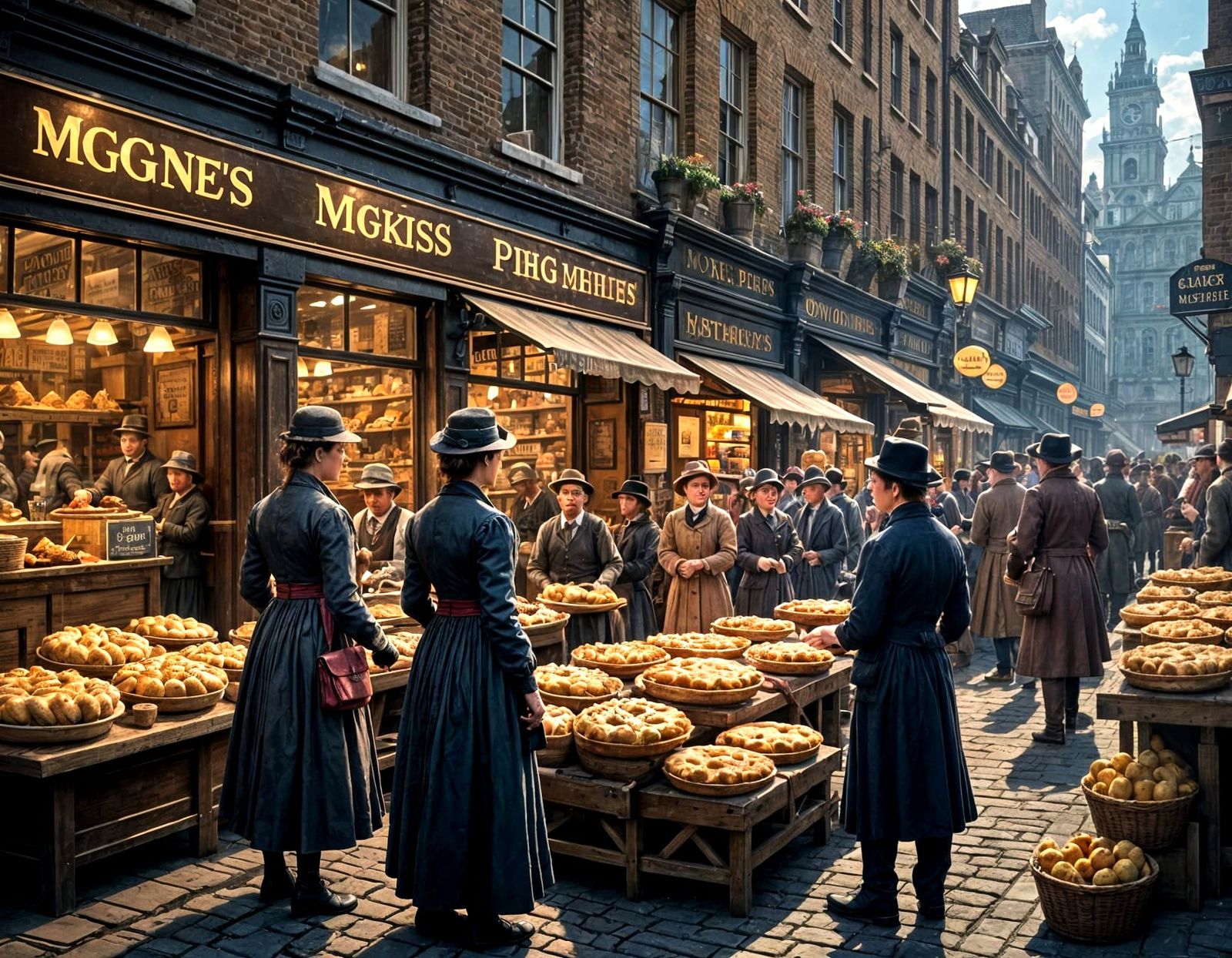 Mrs Miggins sells her delicious Pies in Victorian London