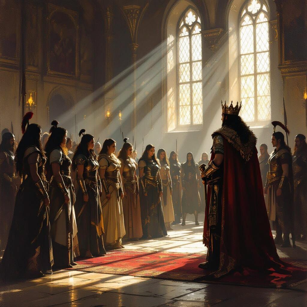 Women Warriors Pay Respect to King in Grand Hall