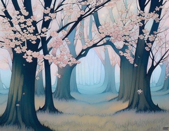 Cherry Blossom Woodland in Fantasycore Style