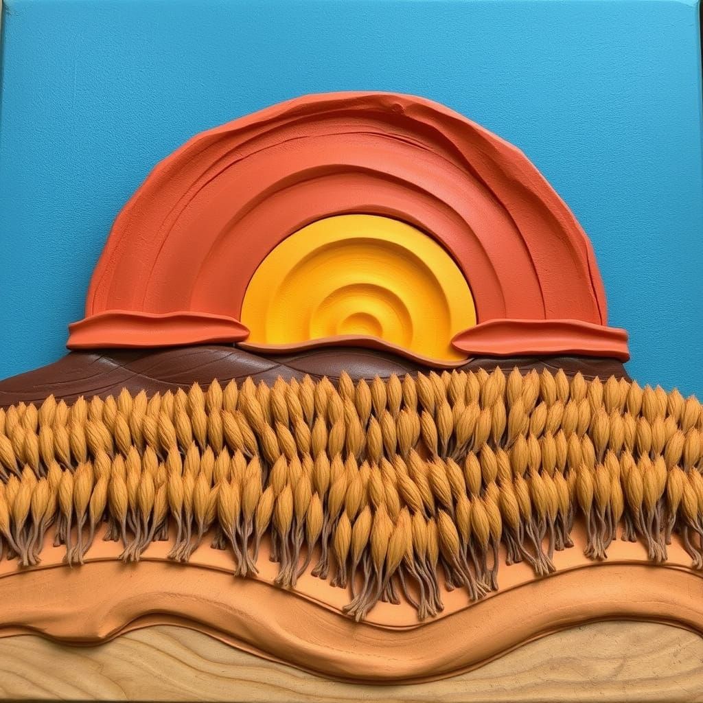 Clay Sunrise Landscape in Hyperrealist Style