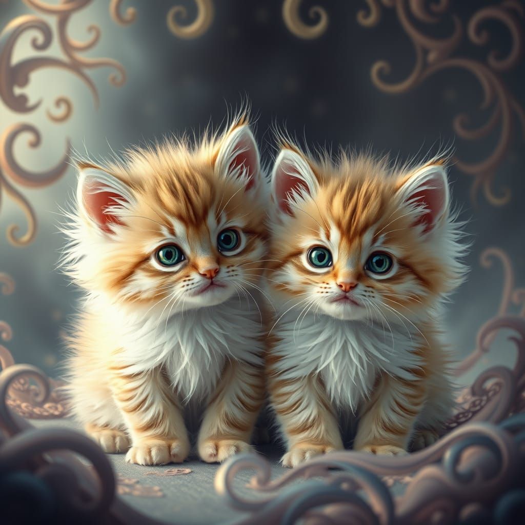 Dreamlike Kittens in Whimsical Fantasy Landscapes